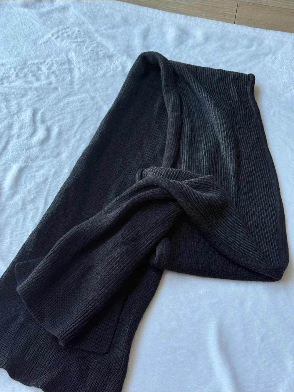 Banana Republic Wool Blend Knit Scarf Italian Yarn Charcoal Gray One Size